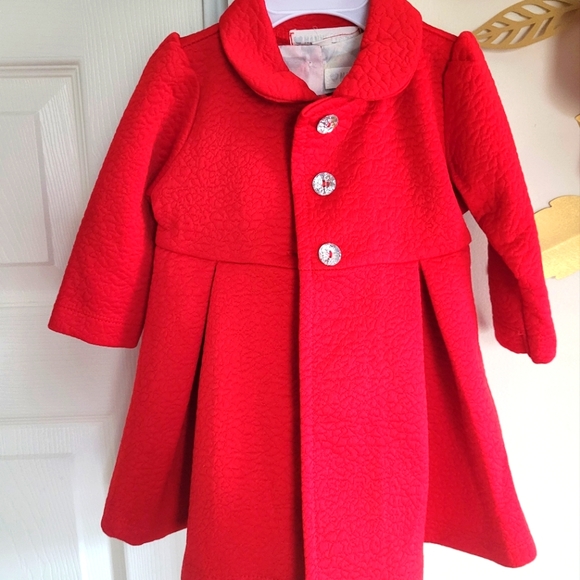 2pc Christmas Dress (3-6 months), red pea coat, green red white plaid dress - Picture 2 of 4